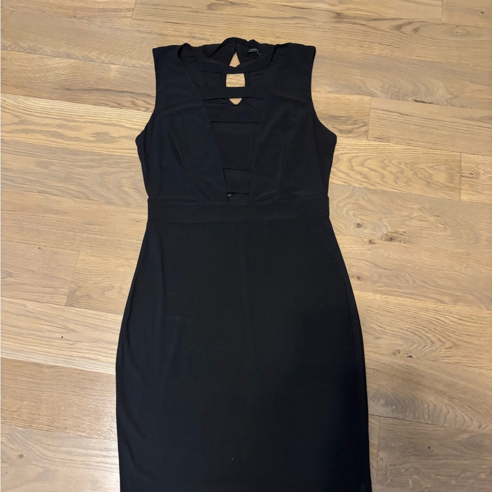 Symphony Black Cut Out Ribbed Sheath Dress